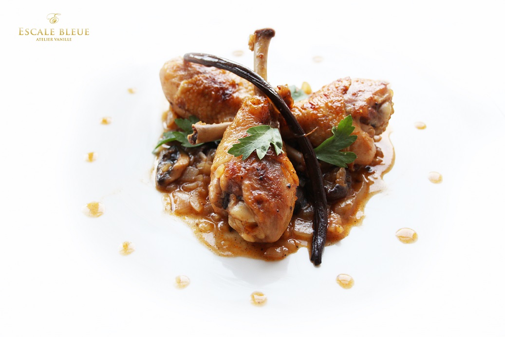 Coq au vin blanc Vanille Bleue — dressage