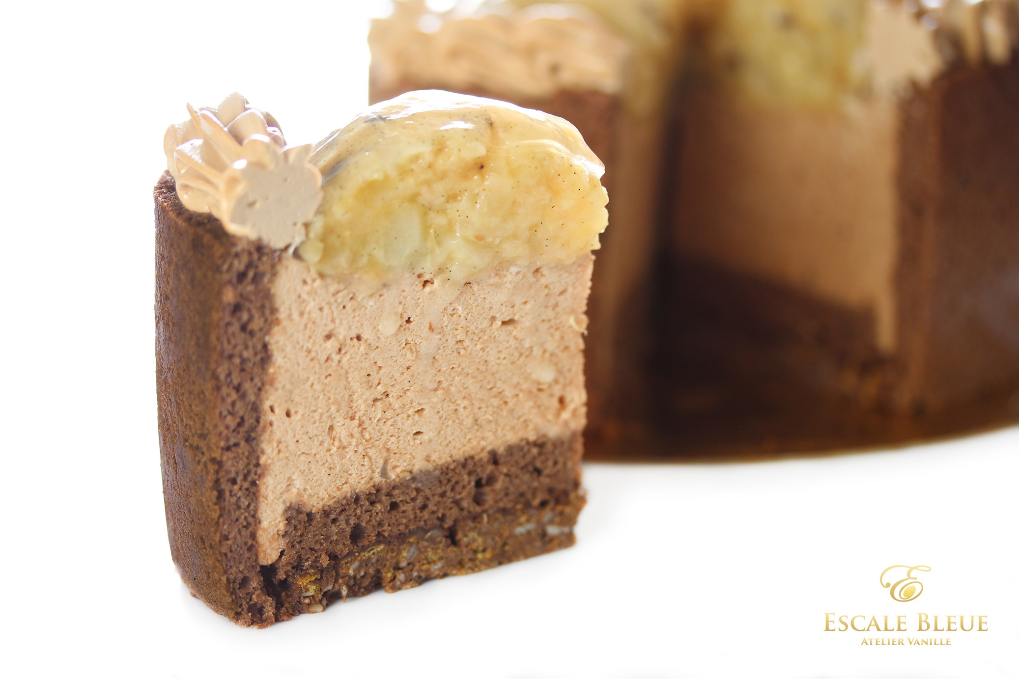 Charlotte poire chocolat Vanille Bleue — découpe