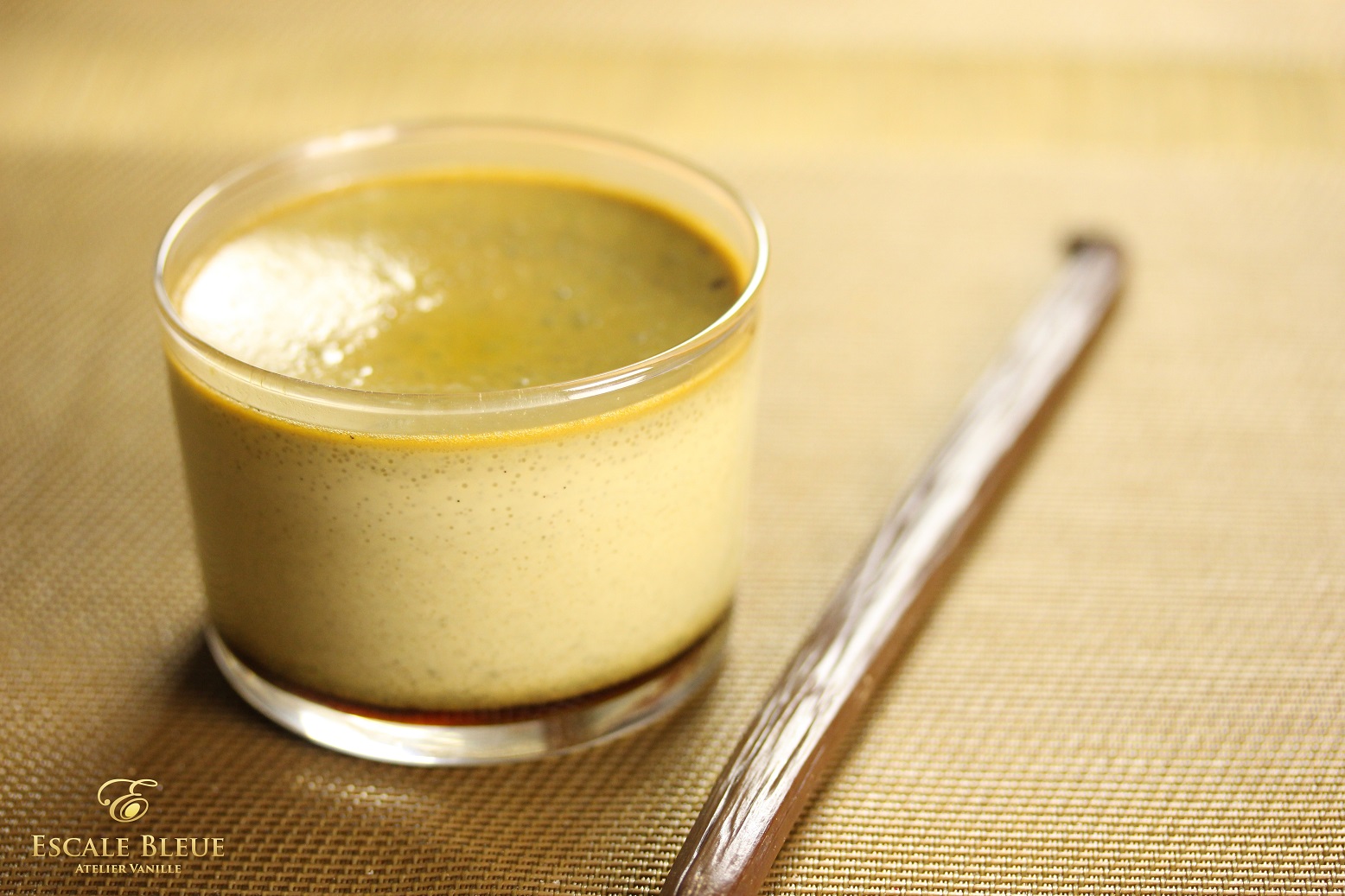 Crème caramel matcha Vanille Bleue — vue dessus