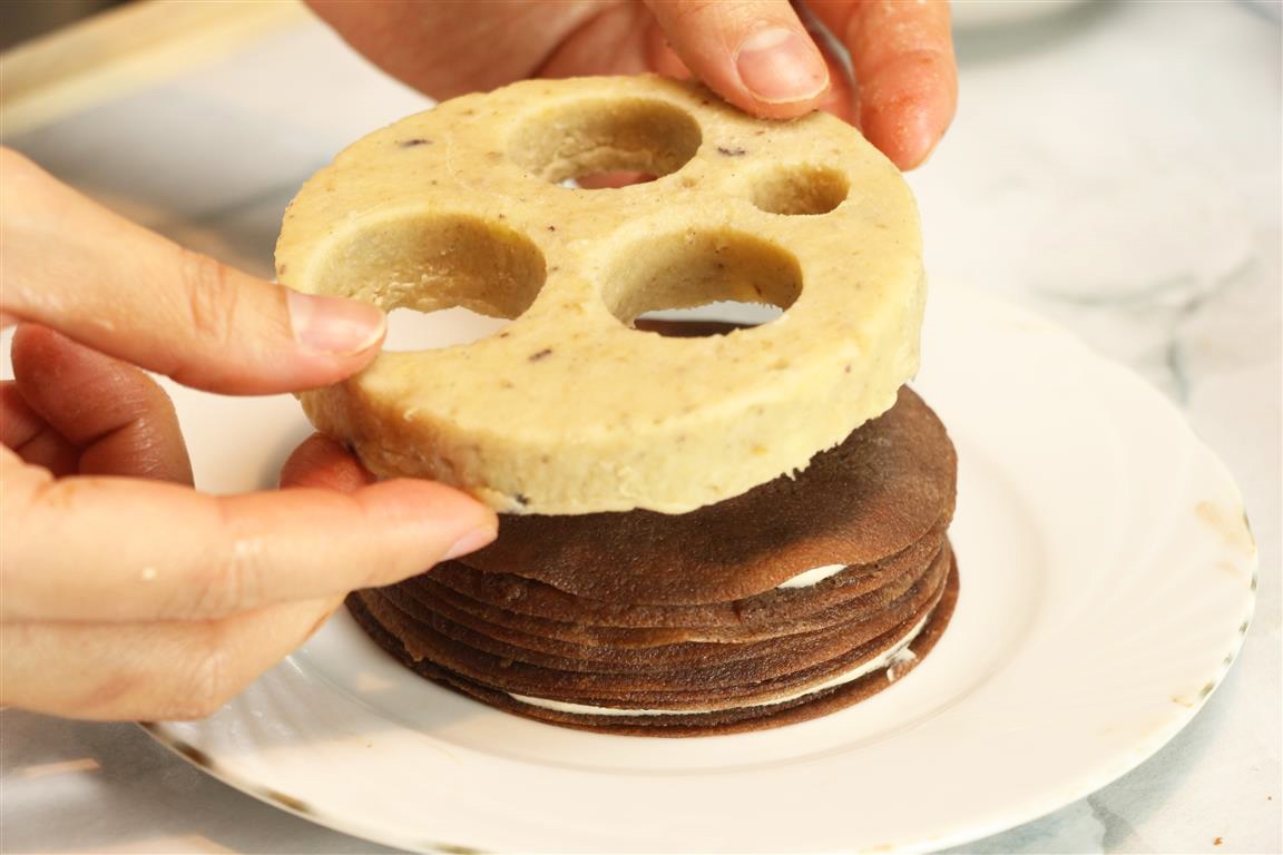 Crêpecake cacao compote banane Vanille Bleue — vue finale