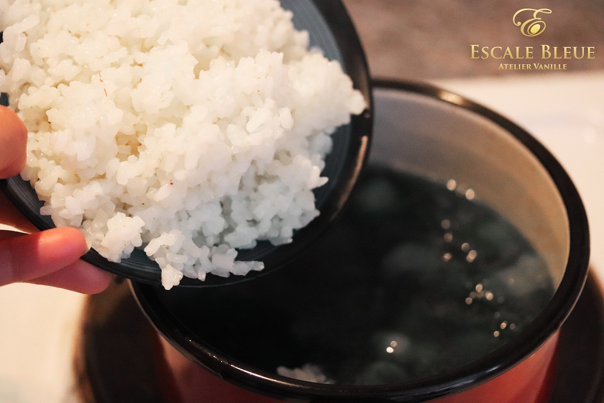 Verrines longanes riz bleu — refroidissement