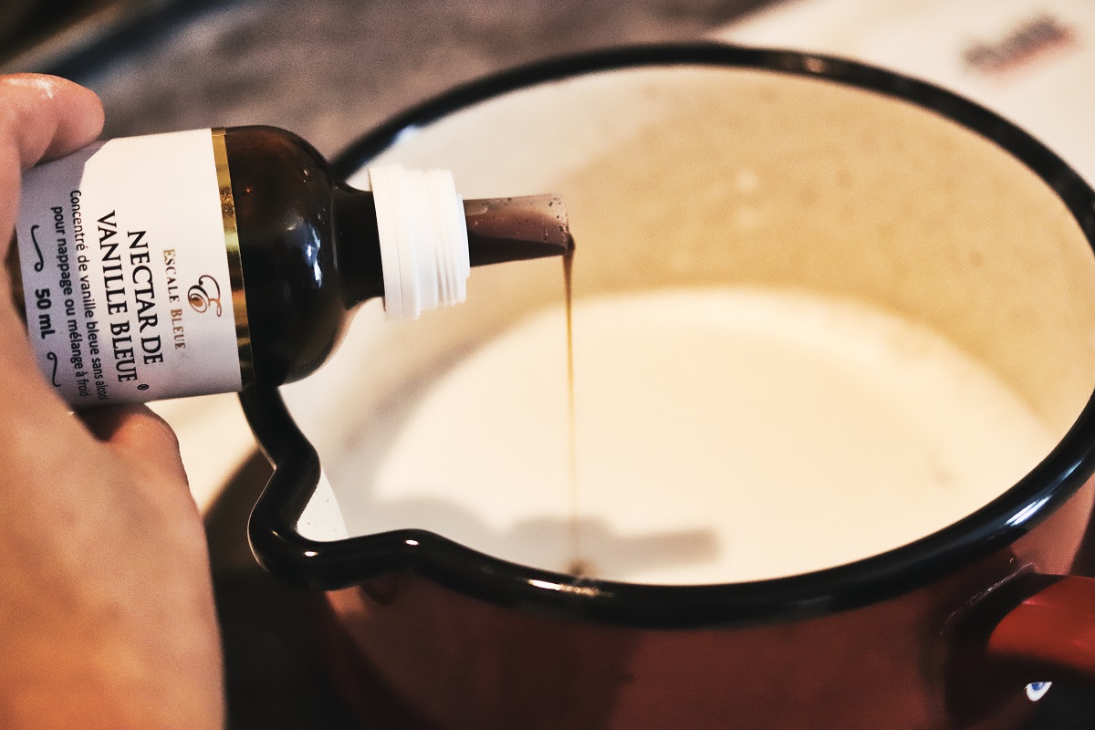 Verrine longanes riz bleu pois papillon — dessert réunionnais