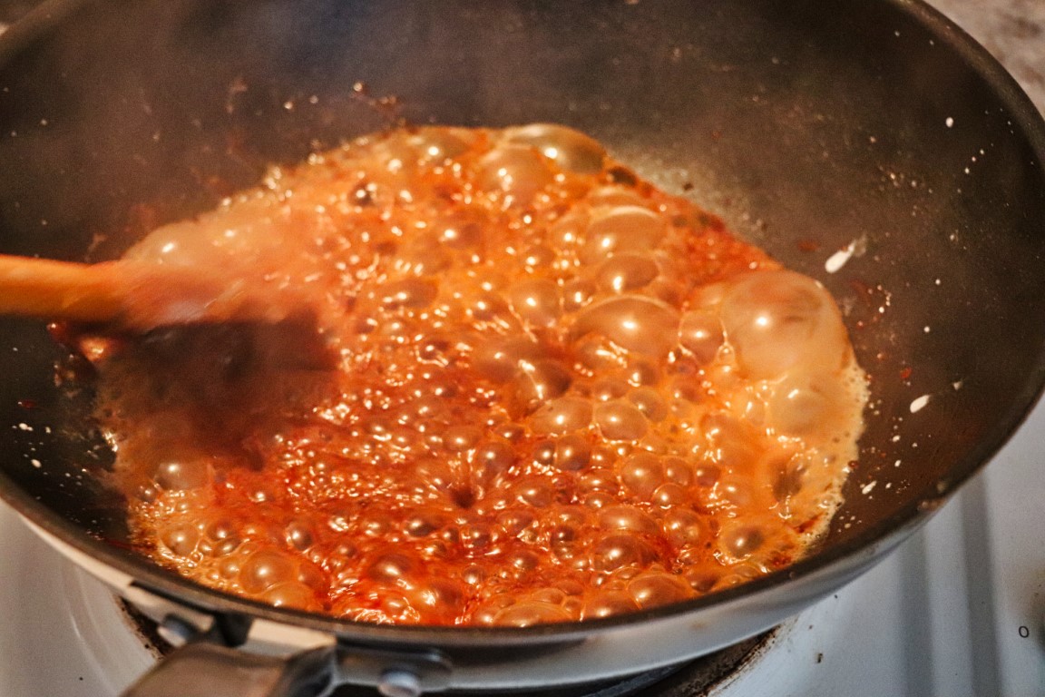 Caramel longani — déglacage crème