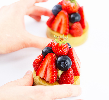 tartelette fraises vanille bleue