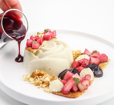 panna cotta peche vanille bleue