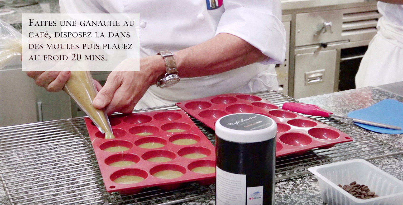 Ganache au café pointu — chocolat blanc